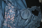 Gorgeous Blue Off-Shoulder Sequined 3D Floral Satin Long Prom Dress Evening Dress