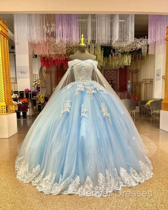 Gorgeous Light Blue Quinceanera Dress With Cape Princess Birthday Sweet 15 Secondary image