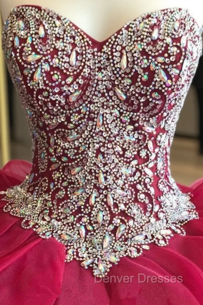 Gorgeous Crystal Beaded Bodice Corset Organza Ruffles Quinceanera Dress Ball Gowns Main image
