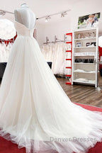 Gorgeous Long A-line Sweetheart Spaghetti Straps Tulle Lace Wedding Dress