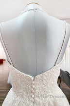 Gorgeous Long A-line Sweetheart Spaghetti Straps Tulle Lace Wedding Dress