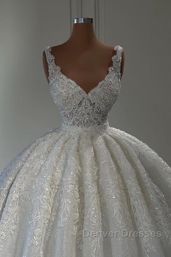 Gorgeous Long Ball Gown Sweetheart Sleeveless Lace Wedding Dress with Ruffles Secondary image