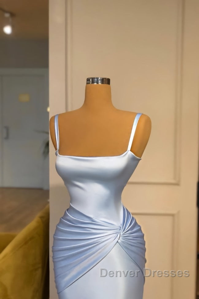 Gorgeous Long Blue Mermaid Graduation Dress Fabulous Straps Prom Dress Secondary image