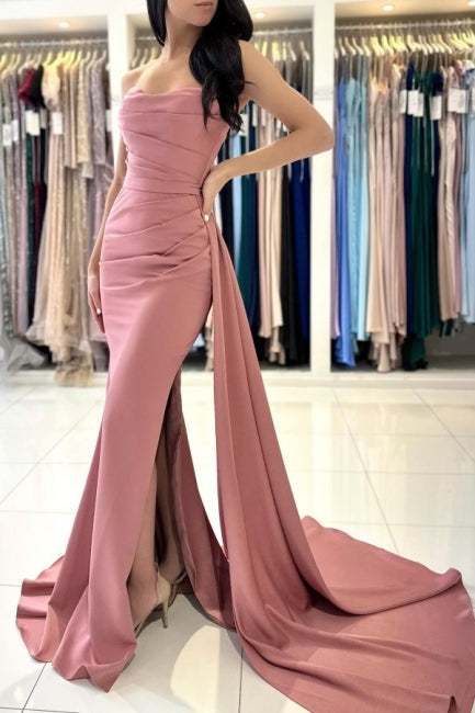 Gorgeous Long Fabulous Sleeveless Dusty Pink Graduation Dresses With Split Online Main image