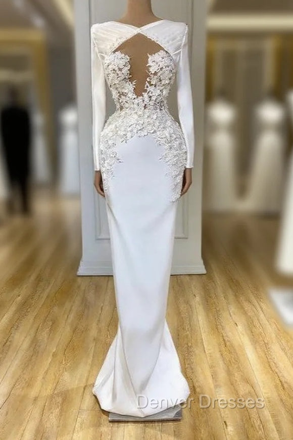 Gorgeous Long Sleeves Lace Appliques Prom Dress Long Mermaid Evening Gowns Main image