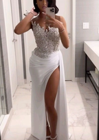 Gorgeous Long White A-Line Prom Dress With Slit