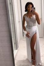 Gorgeous Long White A-Line Prom Dress With Slit