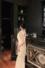 Gorgeous Mermaid Jewel Neckline White Satin Floral Date Night Dress Long Prom Dresses Birthday Outfits