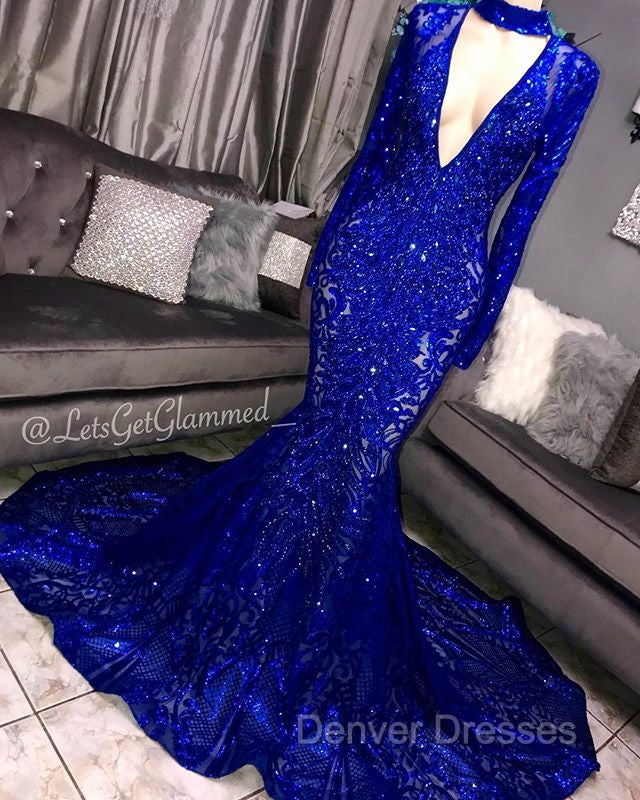 Gorgeous Mermaid Long Sleevess Deep V-neck Lace Applique Prom Dress Secondary image