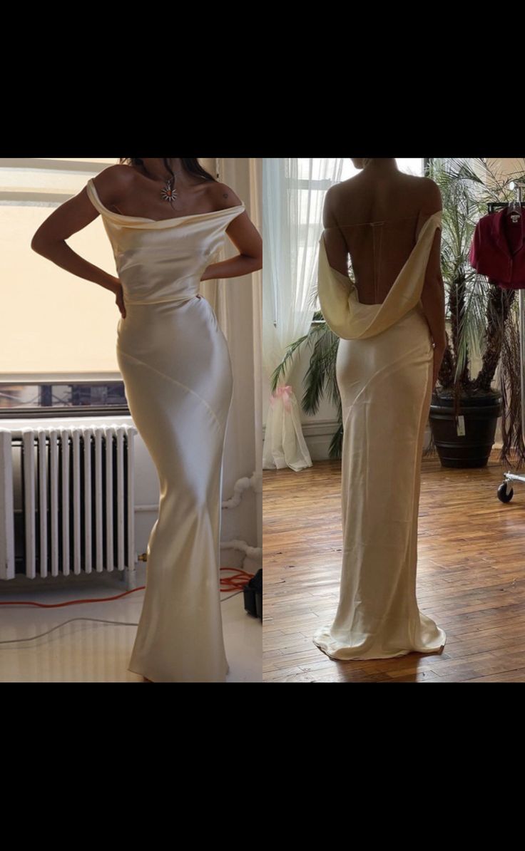 Gorgeous Mermaid Off The Shoulder Floor-Length Satin Evening Dress Prom Dress