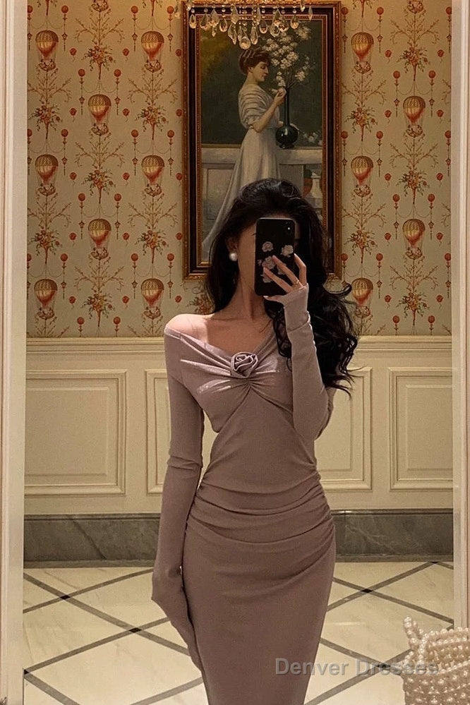 Gorgeous Mermaid Off The Shoulder Long Sleeves Date Night Dress White Prom Dresses Birthday Outfits