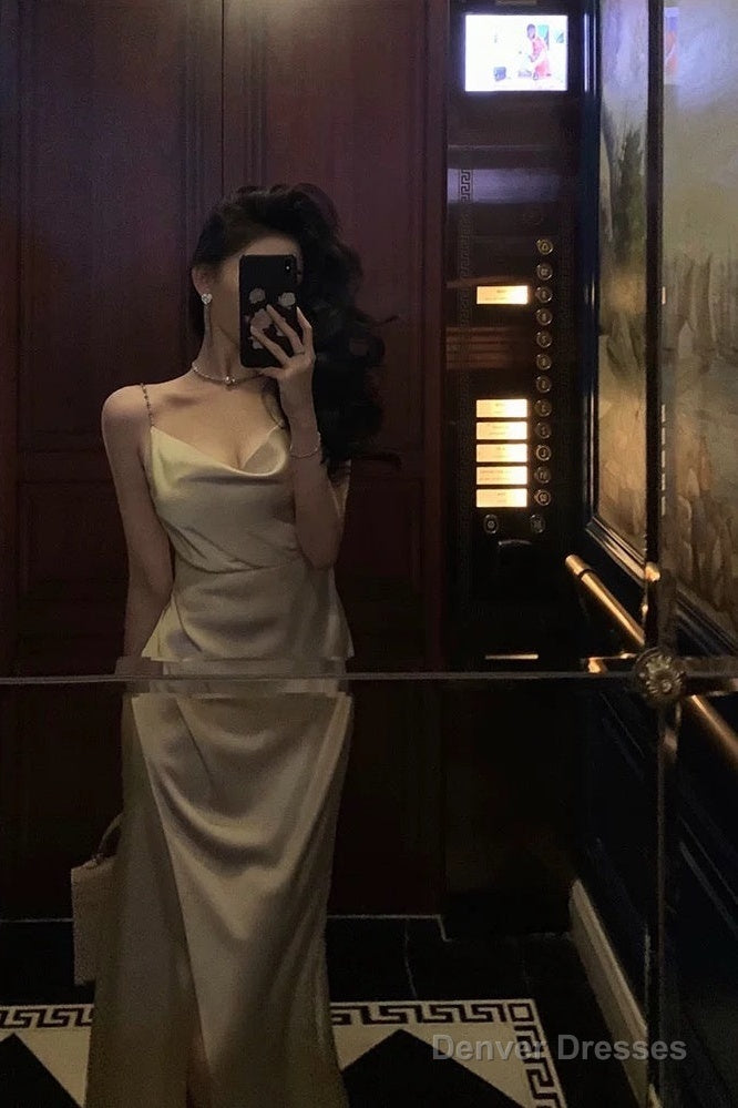 Gorgeous Mermaid Spaghetti Straps Champagne Slit Date Night Dress Prom Dresses Birthday Outfits Secondary image