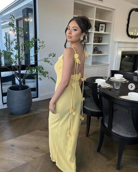 Gorgeous Mermaid Spaghetti Straps Floor Length Floral Yellow Evening Dress Prom Dress