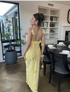 Gorgeous Mermaid Spaghetti Straps Floor Length Floral Yellow Evening Dress Prom Dress