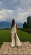 Gorgeous Mermaid Spaghetti Straps Floor-Length White Slit Evening Dress Prom Dress