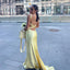 Gorgeous Mermaid Spaghetti Straps Floor Length Yellow Evening Dress Backless Prom Dress