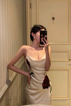 Gorgeous Mermaid Spaghetti Straps White Floral Date Night Dress Prom Dresses Birthday Outfit