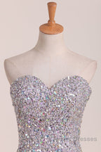 Gorgeous Mermaid Strapless Purple Beaded Long Prom Dress, Mermaid Purple Beaded Formal Evening Dress, Purple Ball Gown