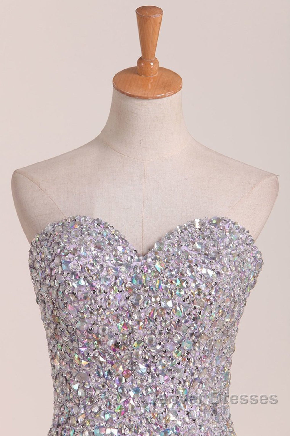 Gorgeous Mermaid Strapless Purple Beaded Long Prom Dress, Mermaid Purple Beaded Formal Evening Dress, Purple Ball Gown Secondary image