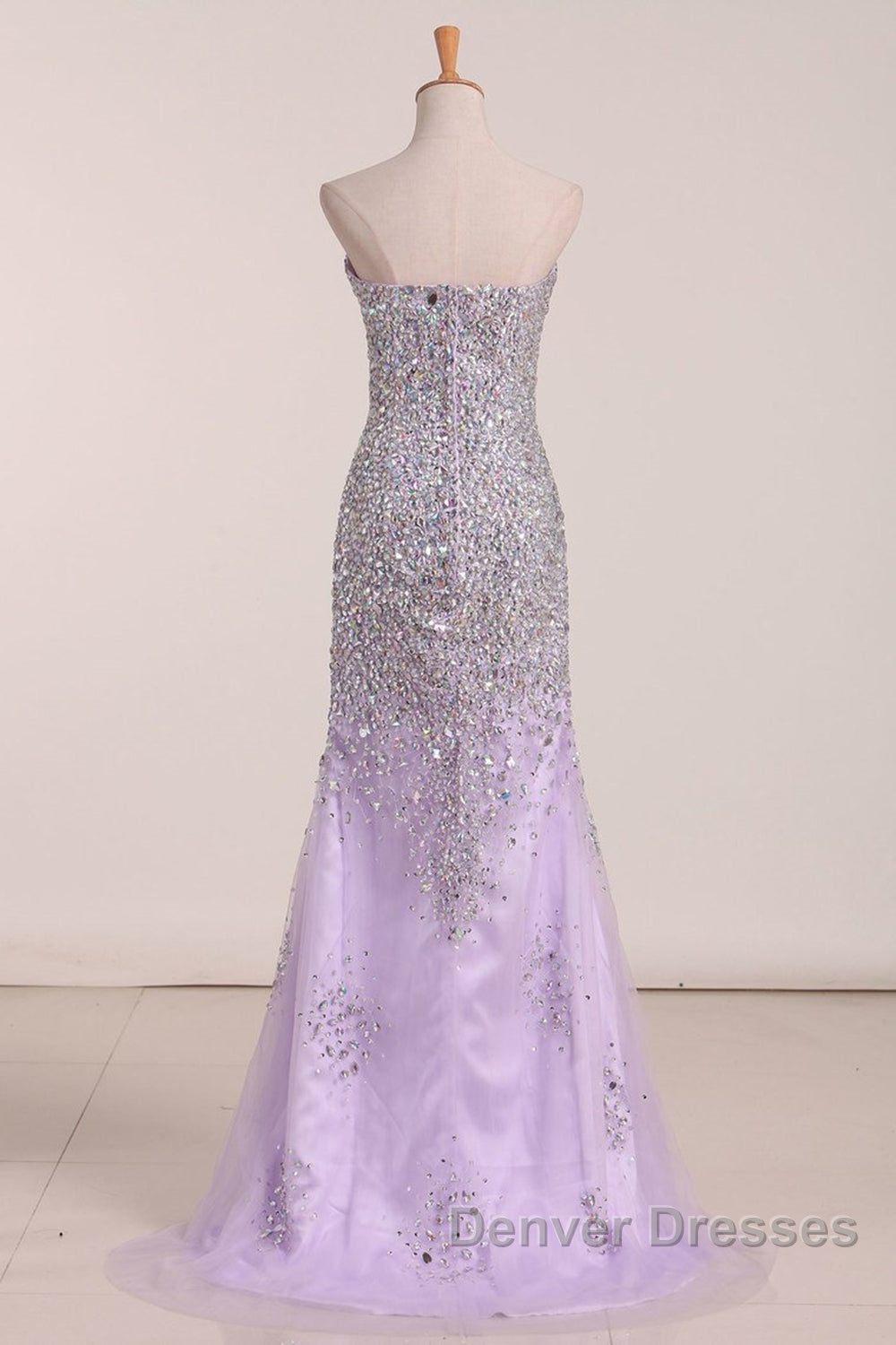 Gorgeous Mermaid Strapless Purple Beaded Long Prom Dress, Mermaid Purple Beaded Formal Evening Dress, Purple Ball Gown