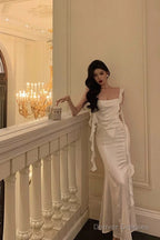 Gorgeous Mermaid Straps White Date Night Dress Lace Prom Dresses Birthday Outfits