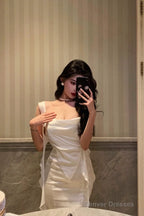 Gorgeous Mermaid Straps White Date Night Dress Lace Prom Dresses Birthday Outfits