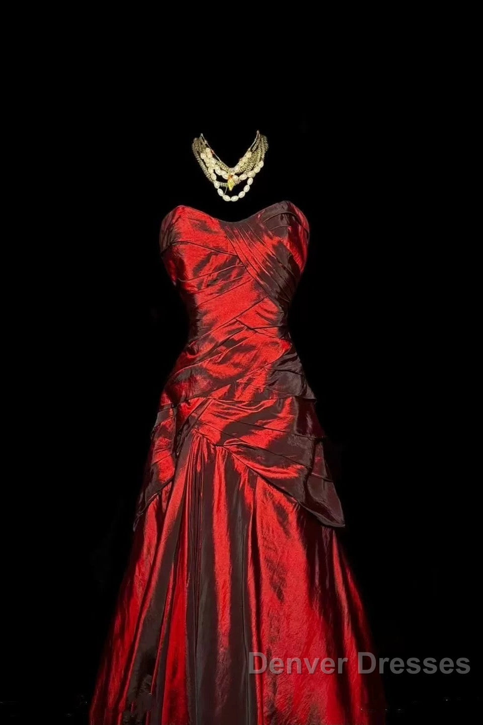 Gorgeous Mermaid Sweetheart Red Taffeta Long Evening Dress Prom Dress