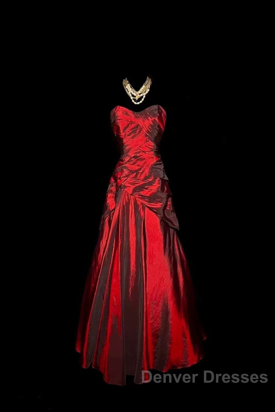 Gorgeous Mermaid Sweetheart Red Taffeta Long Evening Dress Prom Dress