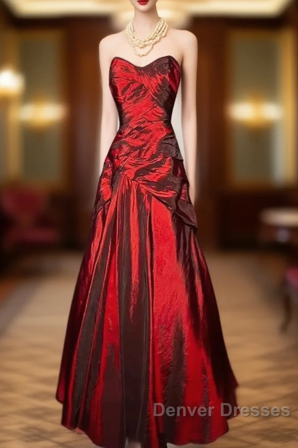 Gorgeous Mermaid Sweetheart Red Taffeta Long Evening Dress Prom Dress Main image