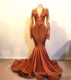 Gorgeous Mermaid V-neck Long Sleevess Prom Dress