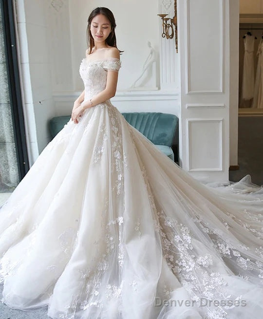 Gorgeous Off The Shoulder Lace Wedding Dresses Tulle Vintage Bridal Gown Main image