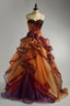 Gorgeous Ombre Spaghetti Straps A-Line Layered Tulle Long Prom Dress Formal Evening Gowns
