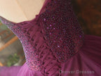 Gorgeous Purple Beaded V-Neckline Party Gown, Sweet 16 Dresses