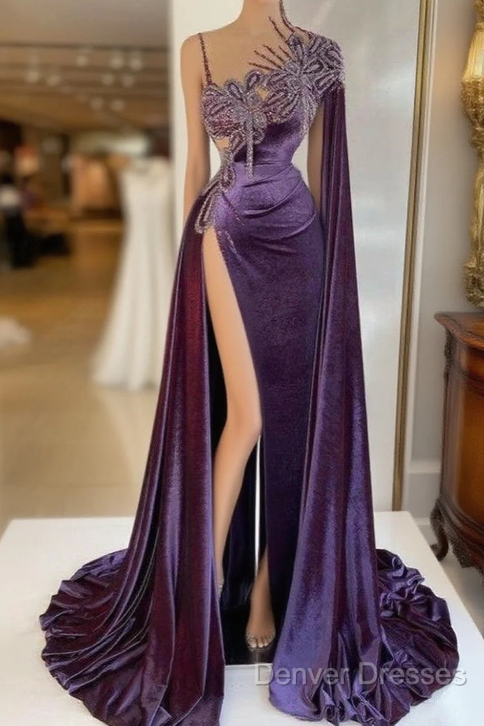 Gorgeous Purple Long Prom Dress With Split Main image