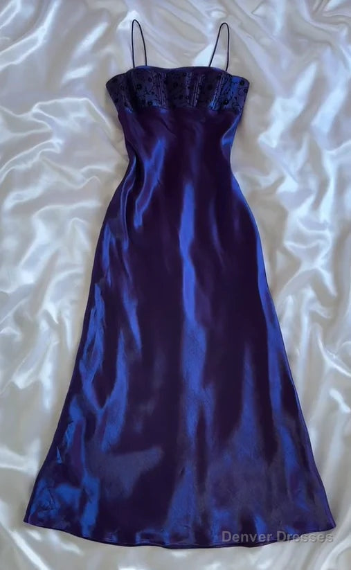 Gorgeous Purple Satin A Line Long Prom Dress Formal Evening Dress Main image