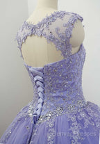 Gorgeous Quinceanera Dress With Applique And Beadings, Purple Formal Gowns