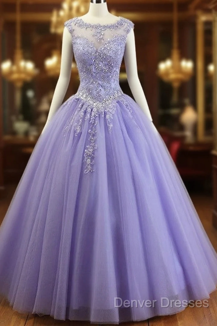 Gorgeous Quinceanera Dress With Applique And Beadings, Purple Formal Gowns Main image