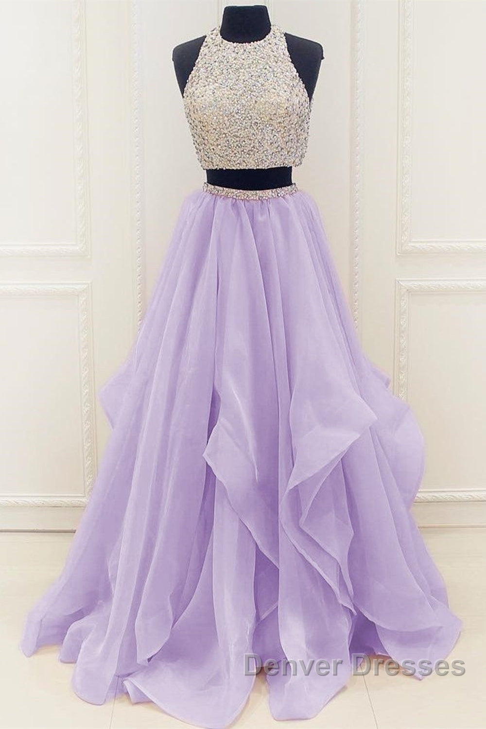 Gorgeous Round Neck Two Pieces Long Prom Dress, 2 Pieces Formal Evening Dress Secondary image