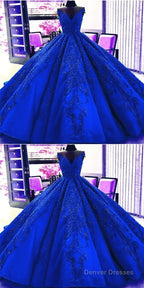 Gorgeous Royal Blue Appliques Beads Quinceanera Dresses, Formal Ball Gown Prom Dress