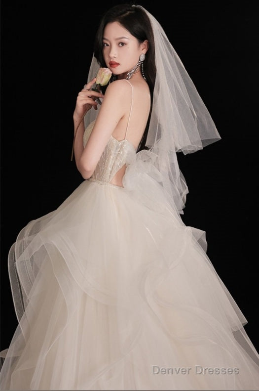 Gorgeous Ruffled Ballgown Tier Wedding Dress With Spaghetti Straps Secondary image