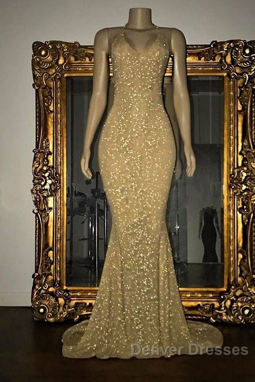 Gorgeous Sequined Mermaid Spaghetti-Strap Long Sleevesless Prom Party Gowns Secondary image