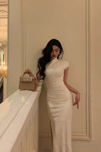 Gorgeous Sheath High Neckline White Date Night Dress Prom Dresses Party Dress Birthday Outfits
