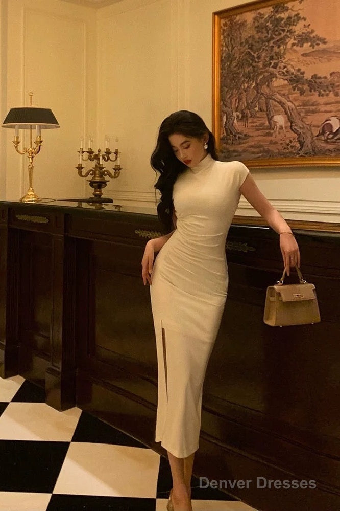 Gorgeous Sheath High Neckline White Date Night Dress Prom Dresses Party Dress Birthday Outfits Main image