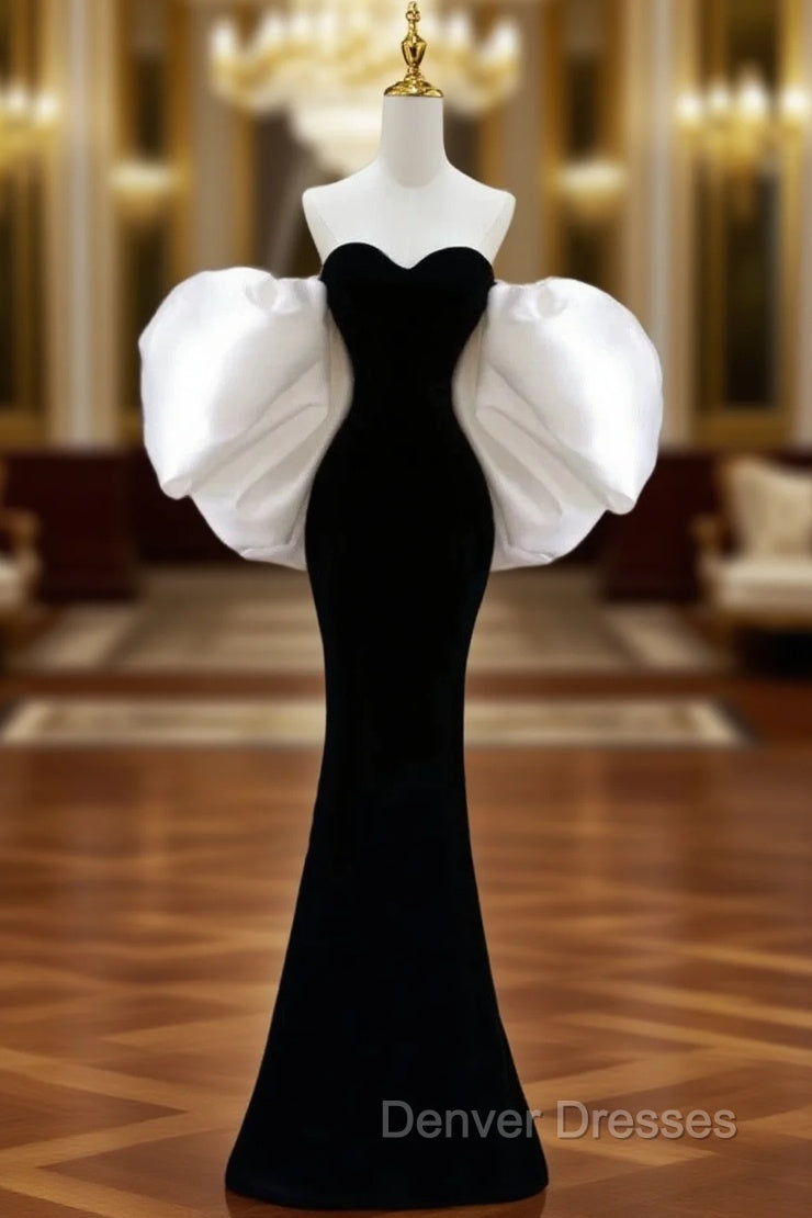 Gorgeous Sheath Off The Shoulder Black Velvet Evening Dress Prom Dress Birthday Outfits Main image