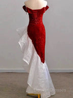 Gorgeous Sheath Off The Shoulder Sequin Red Evening Dress Prom Dress Birthday Outfits