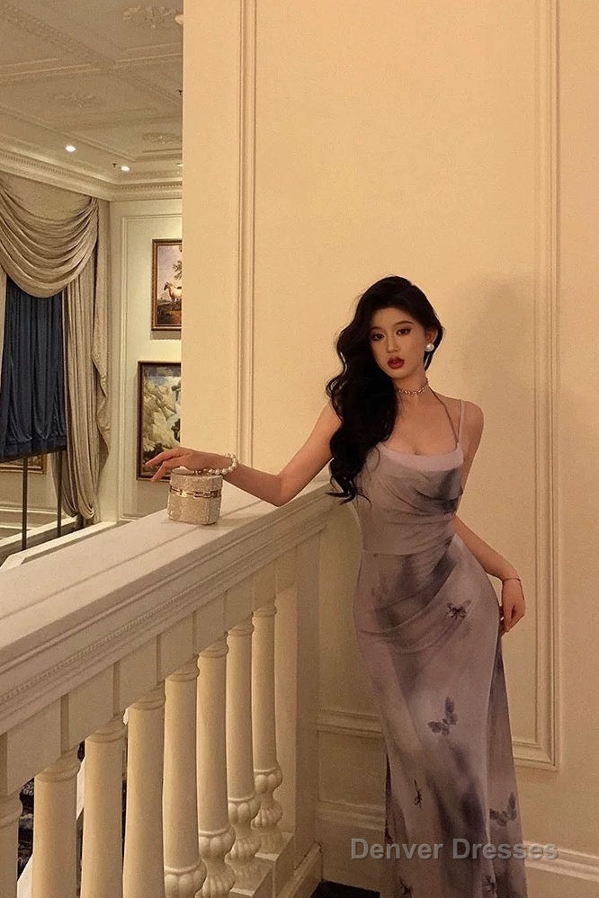 Gorgeous Sheath Spaghetti Straps Date Night Dress Long Prom Dresses Birthday Outfits Secondary image