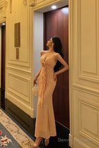 Gorgeous Sheath Spaghetti Straps Pink Chiffon Date Night Dress Long Prom Dresses Birthday Outfits