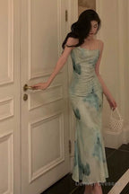 Gorgeous Sheath Spaghetti Straps Sage Green Date Night Dress Prom Dresses Birthday Outfit