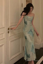 Gorgeous Sheath Spaghetti Straps Sage Green Date Night Dress Prom Dresses Birthday Outfit