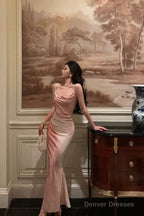 Gorgeous Sheath Spaghetti Straps Sleeveless Pink Date Night Dress Prom Dresses Birthday Outfit